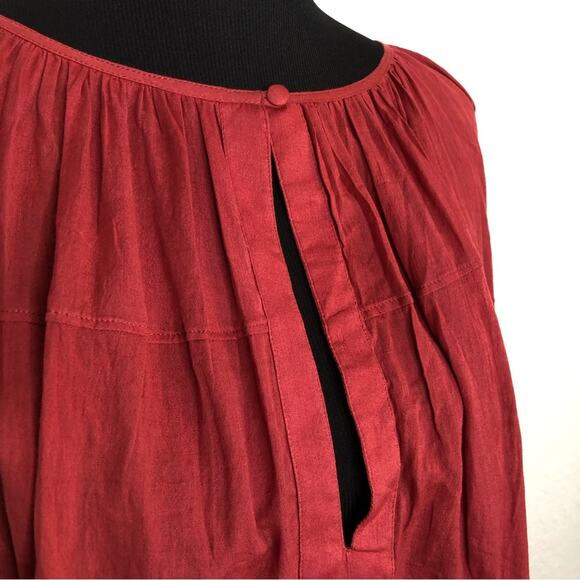 Mare di latte red pleated peasant top size 3 or Large - Picture 4 of 16